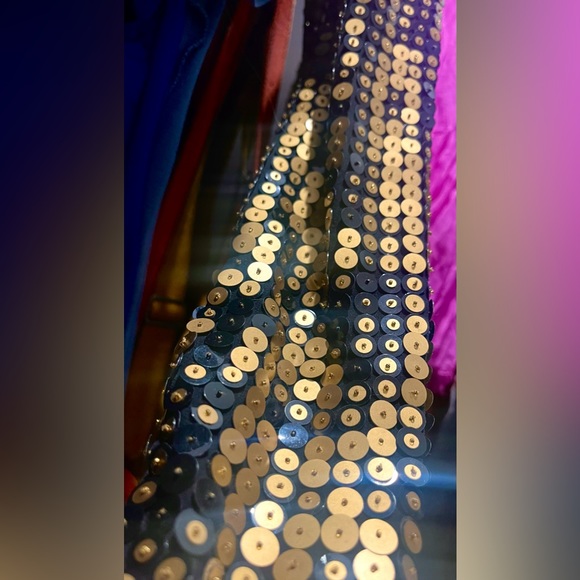 ROBERTO CAVALLI GOWN: open back, sequins, silk, animal print, slit, maxi, formal - Picture 8 of 16